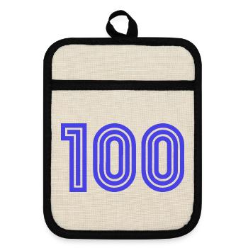 100. 100 YEARS. 100th ANNIVERSARY. BIRTHDAY 100 - Pot holders with rubber back - linen/black  - Front