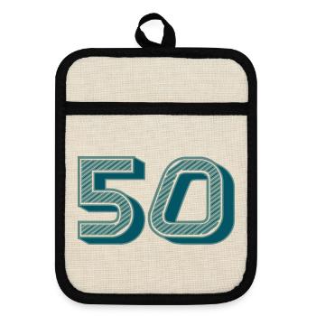 50. 50 YEARS. 50th ANNIVERSARY. 50TH ANNIVERSARY. - Pot holders with rubber back - linen/black  - Front