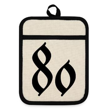 80. 80 ANS. 80e ANNIVERSAIRE. ANNIVERSAIRE 80 ANS. - Maniques avec dos en caoutchouc - lin/noir  - Devant