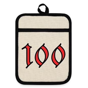 100. 100 YEARS. 100th ANNIVERSARY. BIRTHDAY 100 - Pot holders with rubber back - linen/black  - Front