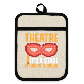 Theater Es ist eine Bühne, durch die ich gehe Broa - Topflappen mit Gummirückseite - Leinen/Schwarz  - Vorne
