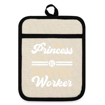 Prinzessin verkleidet sich geschickt als Postanges - Topflappen mit Gummirückseite - Leinen/Schwarz  - Vorne