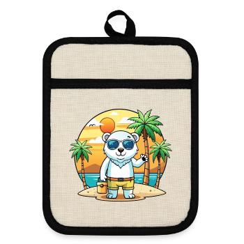 Lunettes de soleil de plage d’été de dessin animé drôle drôle d’ours polaire - Maniques avec dos en caoutchouc - lin/noir  - Devant