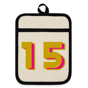 15. 15 ANS. 15e ANNIVERSAIRE. ANNIVERSAIRE 15 ANS. - Maniques avec dos en caoutchouc - lin/noir  - Devant