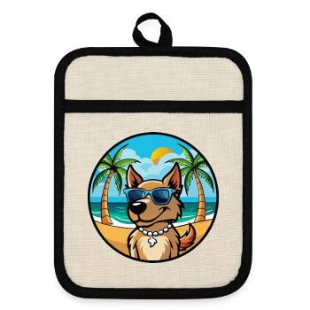 Magyar Agar Chien Race Dessin Animé Lunettes de soleil Plage - Maniques avec dos en caoutchouc - lin/noir  - Devant