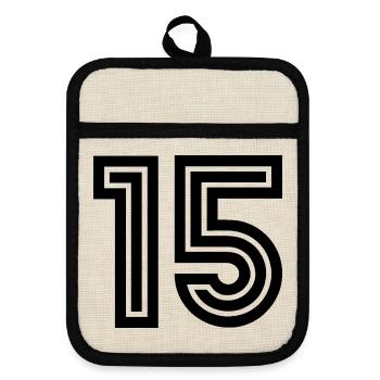 15. 15 ANS. 15e ANNIVERSAIRE. ANNIVERSAIRE 15 ANS. - Maniques avec dos en caoutchouc - lin/noir  - Devant
