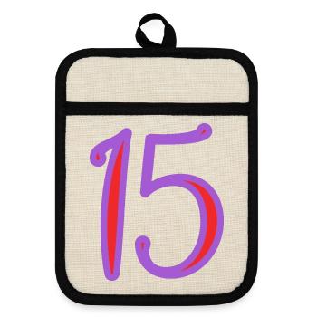 15. 15 JAHRE. 15-JÄHRIGES JUBILÄUM. 15-JÄHRIGES JUBILÄUM. - Topflappen mit Gummirückseite - Leinen/Schwarz  - Vorne