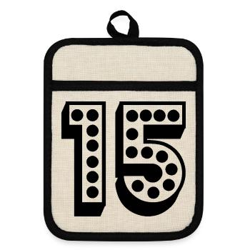 15. 15 YEARS. 15th BIRTHDAY. 15 YEARS BIRTHDAY. - Pot holders with rubber back - linen/black  - Front