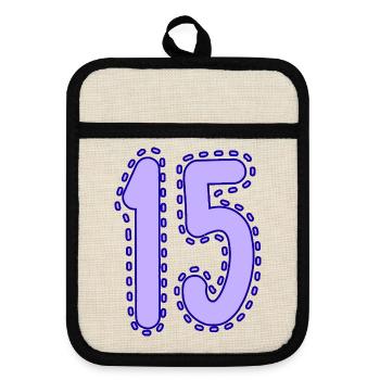 15. 15 ANS. 15e ANNIVERSAIRE. ANNIVERSAIRE 15 ANS. - Maniques avec dos en caoutchouc - lin/noir  - Devant