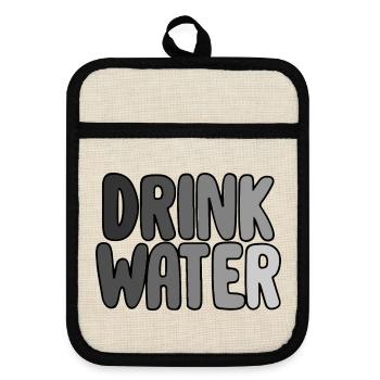 Drink water - Pot holders with rubber back - linen/black  - Front