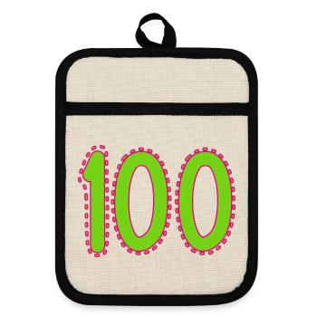 100. 100 YEARS. 100th ANNIVERSARY. BIRTHDAY 100 - Pot holders with rubber back - linen/black  - Front