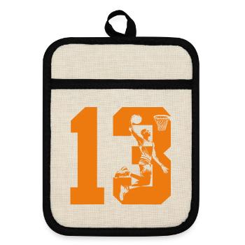 NUMBER 13 BASKETBALL 13TH BIRTHDAY - Pot holders with rubber back - linen/black  - Front