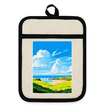 Crantock, Cornwall, England, Vereinigtes Königreich, Reiseposter, WPA - Topflappen mit Gummirückseite - Leinen/Schwarz  - Vorne