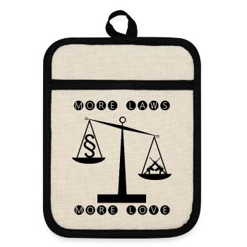 More laws more love - less weapons - Pot holders with rubber back - linen/black  - Front