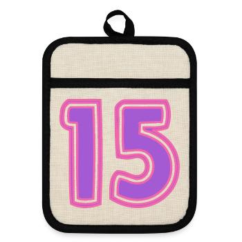 15. 15 JAHRE. 15-JÄHRIGES JUBILÄUM. 15-JÄHRIGES JUBILÄUM. - Topflappen mit Gummirückseite - Leinen/Schwarz  - Vorne