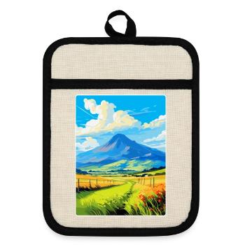 Mourne Mountains Vintage Travel Poster Souvenir - Pot holders with rubber back - linen/black  - Front