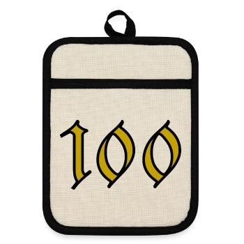100. 100 ANS. 100e ANNIVERSAIRE. ANNIVERSAIRE 100 - Maniques avec dos en caoutchouc - lin/noir  - Devant