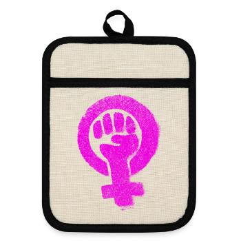 Feminist Emancipation Feminsm Feminism Equality - Pot holders with rubber back - linen/black  - Front