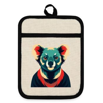 Koala dessin animé personnage animal de compagnie coloré - Maniques avec dos en caoutchouc - lin/noir  - Devant