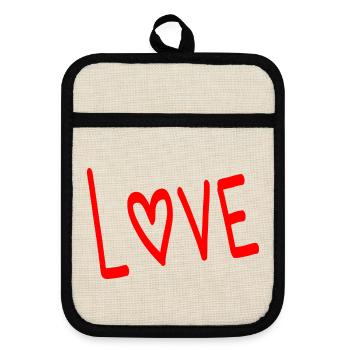 VALENTINSTAG. ICH LIEBE DICH. ICH LIEBE DICH. LIEBE. LIEBE - Topflappen mit Gummirückseite - Leinen/Schwarz  - Vorne