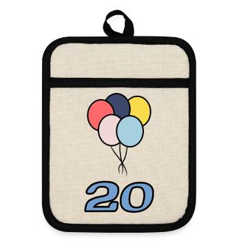 20. 20 YEARS. 20th ANNIVERSARY. 20 YEARS ANNIVERSARY. - Pot holders with rubber back - linen/black  - Front