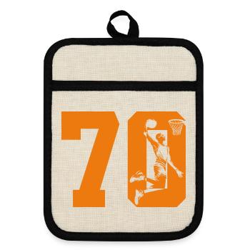 NUMMER 70 BASKETBALL 70. GEBURTSTAG - Topflappen mit Gummirückseite - Leinen/Schwarz  - Vorne