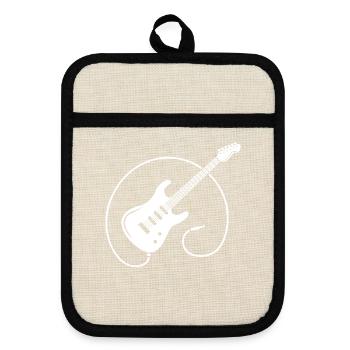 Gitarrenspieler Gitarre Egitarre - Topflappen mit Gummirückseite - Leinen/Schwarz  - Vorne
