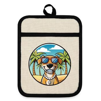 Southern Hound Dog Breed Cartoon Sunglasses Beach - Pot holders with rubber back - linen/black  - Front