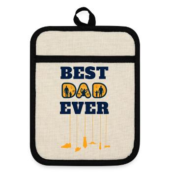 best dad ever - Topflappen mit Gummirückseite - Leinen/Schwarz  - Vorne
