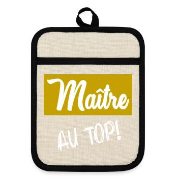 MEISTER. MEISTER. VIELEN DANK. DANKE, MEISTER - Topflappen mit Gummirückseite - Leinen/Schwarz  - Vorne