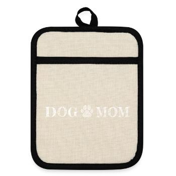 Dog Mom - Topflappen mit Gummirückseite - Leinen/Schwarz  - Vorne