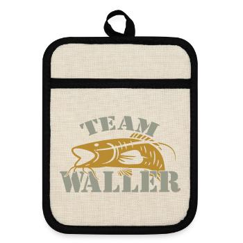 Team Waller - Wels fischen - Topflappen mit Gummirückseite - Leinen/Schwarz  - Vorne