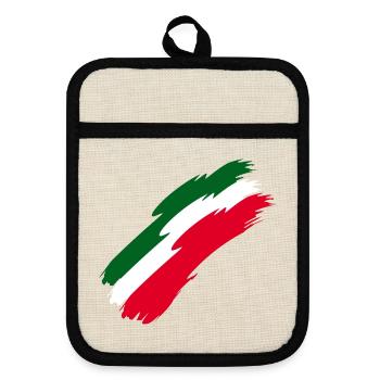 Italien Fahne Farben - Topflappen mit Gummirückseite - Leinen/Schwarz  - Vorne