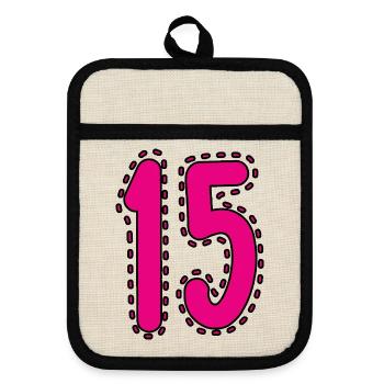 15. 15 YEARS. 15th ANNIVERSARY. 15 YEAR ANNIVERSARY. - Pot holders with rubber back - linen/black  - Front