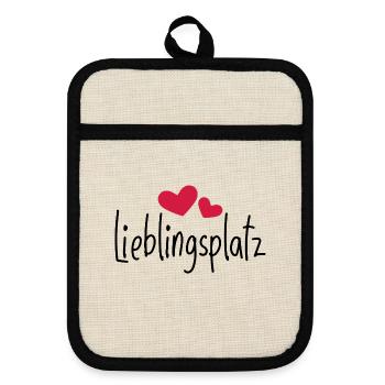 Lieblingsplatz Kissen mit Herz - Topflappen mit Gummirückseite - Leinen/Schwarz  - Vorne