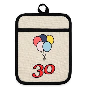 30. 30 YEARS. 30th ANNIVERSARY. 30 YEARS ANNIVERSARY. - Pot holders with rubber back - linen/black  - Front