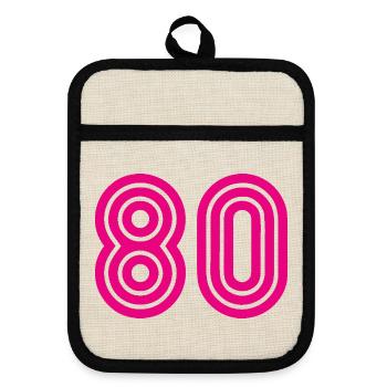 80. 80 JAHRE. 80-JÄHRIGES JUBILÄUM. 80. GEBURTSTAG. - Topflappen mit Gummirückseite - Leinen/Schwarz  - Vorne