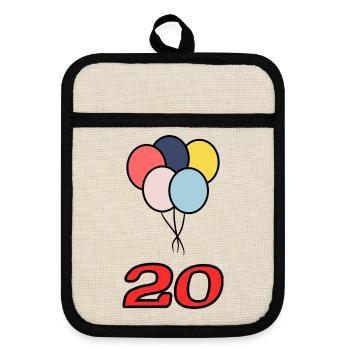 20. 20 YEARS. 20th ANNIVERSARY. 20 YEARS ANNIVERSARY. - Pot holders with rubber back - linen/black  - Front