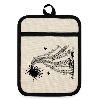 Music Scores Music Musician Sheet Music Sheet Notes - Pot holders with rubber back - linen/black  - Front