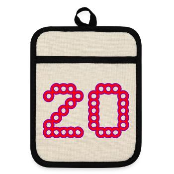 20. 20 YEARS. 20th ANNIVERSARY. 20 YEARS ANNIVERSARY. - Pot holders with rubber back - linen/black  - Front