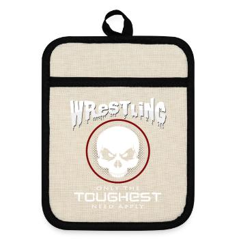 Wrestling - Pot holders with rubber back - linen/black  - Front