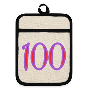 100. 100 YEARS. 100th ANNIVERSARY. 100 BIRTHDAY - Pot holders with rubber back - linen/black  - Front