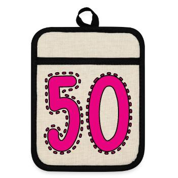 50. 50 YEARS. 50th ANNIVERSARY. 50 YEARS ANNIVERSARY. - Pot holders with rubber back - linen/black  - Front