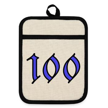 100. 100 YEARS. 100th ANNIVERSARY. BIRTHDAY 100 - Pot holders with rubber back - linen/black  - Front