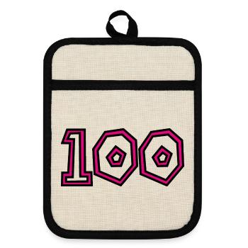100. 100 JAHRE. 100-JÄHRIGES JUBILÄUM. GEBURTSTAG 1001 - Topflappen mit Gummirückseite - Leinen/Schwarz  - Vorne