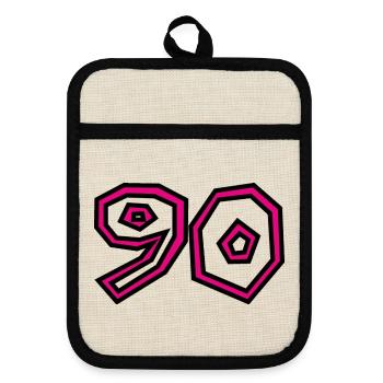 90. 90 JAHRE. 90-JÄHRIGES JUBILÄUM. 90-JÄHRIGES JUBILÄUM. - Topflappen mit Gummirückseite - Leinen/Schwarz  - Vorne