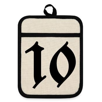 10. 10 YEARS. 10th ANNIVERSARY. 10 YEAR ANNIVERSARY. - Pot holders with rubber back - linen/black  - Front