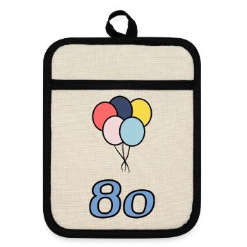80. 80 ANS. 80e ANNIVERSAIRE. ANNIVERSAIRE 80 ANS. - Maniques avec dos en caoutchouc - lin/noir  - Devant