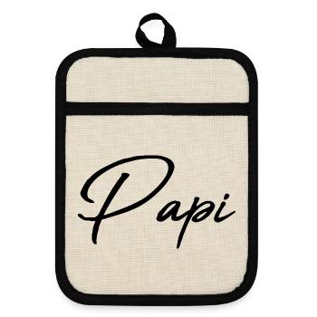 PAPI. PAPA. FÊTE DES PÈRES. BONNE FÊTE PAPA - Maniques avec dos en caoutchouc - lin/noir  - Devant