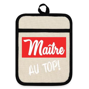 MEISTER - Topflappen mit Gummirückseite - Leinen/Schwarz  - Vorne